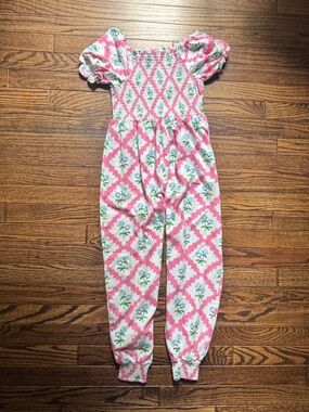 SweetHoney Pink Floral Smocked Jumpsuit